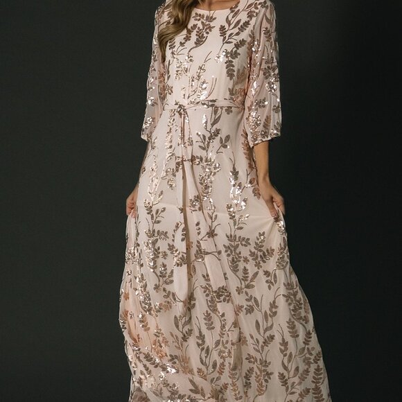 Baltic Born Sequin Embellished Maxi Dress in Blush - Picture 1 of 5
